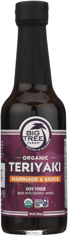 Big Tree Farms Organic Coco Aminos - Liquid Coconut Aminos, Soy-Free Sauce, Low Sodium, Soy Alternative, Gluten Free, Kosher, Marinade & Sauce, Non-GMO - Teriyaki, 10 Fl Oz (Pack of 1)