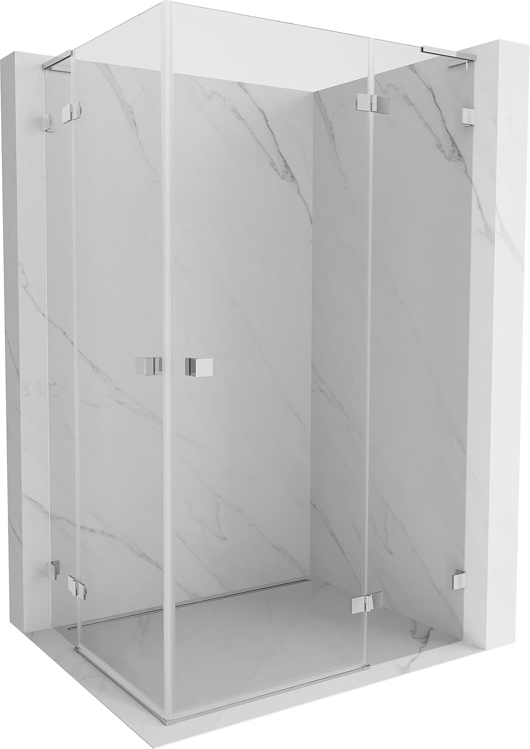 Mexen Lunar L Duo Box Doccia Porta Battente Destra 90x85 Trasparente Cromo