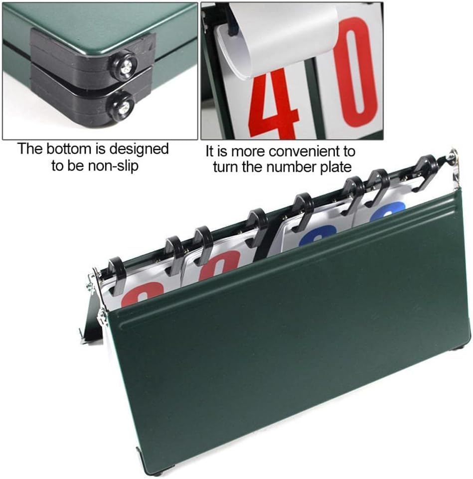 4 Digit Flip Scoreboard, Portable Score Keeper with Locking Dials for Basketball Tennis Volleyball, 37 x 22.5 cm ABS Sports Scoreboard for Indoor Outdoor Games