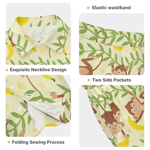 Image of visesunny Boys Hawaiian Shirt and Short Set Summer Outfit Kids 2 Piece Clothes Set 3-10Y