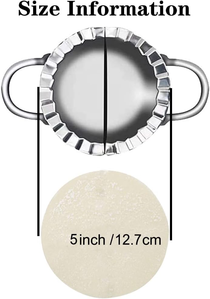 Stainless Steel Dumpling Empanada Ravioli Maker Press Pierogi Mold - Wonton Mould, Easy-tool for Dumpling Wrapper Dough Stamp Cutter Pastry Pie Making (Light Gray, 5 inch)