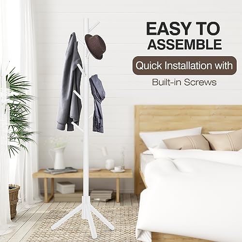 image for WANGMUXIA Coat Rack, Freestanding Coat Rack with 8 Hooks and 3 Adjusta