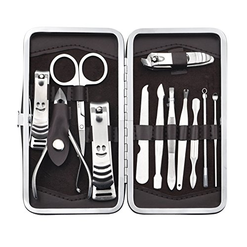 ALICE 12 Pcs Stylish Nail Care Personal Manicure & Pedicure Set, Grooming Kit-Plaid