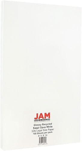 Miniatura 5 de JAM PAPER Papel brillante legal de 32 libras, 2 caras, 4.23 ozm, 8.5 x 14 pulgadas, blanco, 100 hojaspaquete