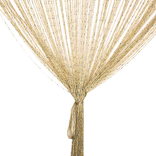 Tenda a fili in pannelli per porte, Glitterata Argentata tenda moderna soggiorno 100 x 200 cm frange da muro tenda per finestra, zanzariera, divisorio di stanze, Perfetto Come Schermo (Champagne)