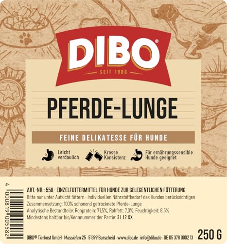 DIBO Pferde-Lunge, 250g-Beutel, der kleine Naturkau-Snack oder Leckerli für Zwischendurch, Hundefutter, Qualitätskauartikel ohne Chemie