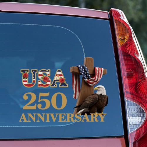 Image of 2pcs 250th Anniversary USA Car Decal Sticker 1776-2026 Patriotic | 1776-2026 American Independence Commemorative Decals USA Patriotic 4th of July Vinyl Bumper Stickers for Car Truck 10 inch