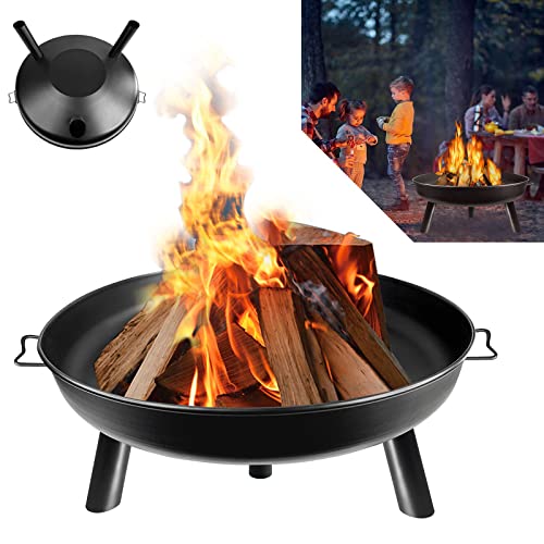LZQ Brasero de jardin - Diamètre : 80 cm - Rond - Pour chauffage/barbecue - Brasero avec pieds - Revêtement anti-rouille - Pour camping, feu de jardin
