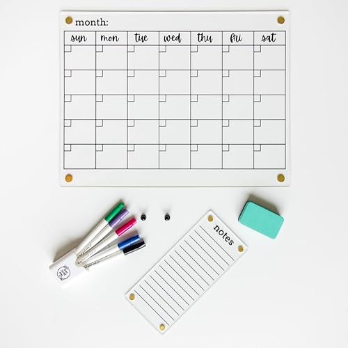 Miniatura 5 de Calendario magnético transparente para refrigerador con imanes dorados de 17 x 13 pulgadas, impresión blanca  Incluye bloc de notas acrílico de 4 x