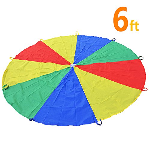 Sonyabecca Parachute for Kids 6' with 9 Handles Game Toy for Kids Play