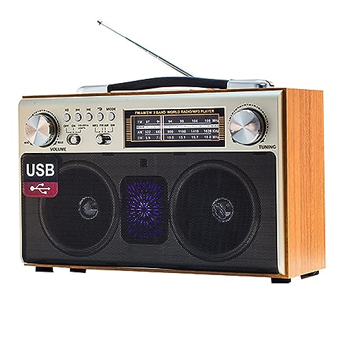 Radio FM Bluetooth rétro rechargeable avec lecteur carte TF USB