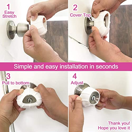 New Enjoy Cover - Door Knob Cover Grips Non Slip Arthritis & Senior Living Aids Grippy Easy Open Decorative. Simple Functional Effective Solution- 4 Pack (White, Cove) #TOP7