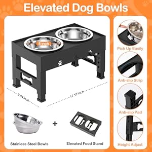 Elevated-Dog-Bowls-5-Height-Adjustable-with-2-Stainless-Steel-Dog-Food-Bowls-Stand-Non-Slip-No-Spill-Dog-Dish-Raised-Dog-Bowl-Adjusts-to-31-9-10-11-12-for-Medium-Large-Dogs - Cucciolini Doodles   Elevated-Dog-Bowls-5-Height-Adjustable-with-2-Stainless-Steel-Dog-Food-Bowls-Stand-Non-Slip-No-Spill-Dog-Dish-Raised-Dog-Bowl-Adjusts-to-31-9-10-11-12-for-Medium-Large-Dogs