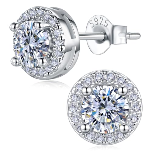 0.5CT Round Moissanite Earrings for Women D Color VVS1 S925 Silver Ideal Gift for Wife Mom on Anniversary Mother's Day Birthday Expressing Maternal Love and Friendship