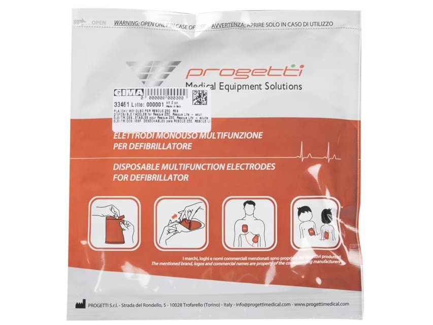 PROGETTI - Placche monouso con cavo per Rescue Sam 230 Life adulti, 1 paio, 33461
