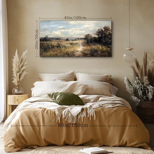 crmotu Landscape Wall Art, Nature Wall Art, Large Wall Decor, Wilderness Path Modern Art Paintings, Vintage Country Scenic Pictures for Living Room Bedroom Kitchen Canvas Prints 20"X40"