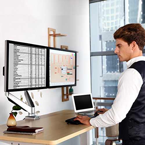 Loctek Dual Arms Desk Monitor Mounts Fits Most 10''-27'' Monitor (D7D) - Thumbnail 7