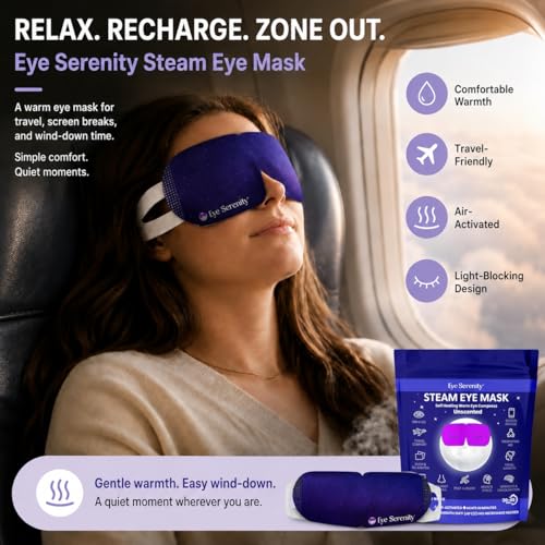 Image of Eye Serenity Steam Eye Mask, Heated Eye Mask, Self Heating Warm Compress for Dry Eyes, Fast Relief for Stye, Puffy Sensitive Eyes, Moist Heat, Gift for Women and Men - Unscented