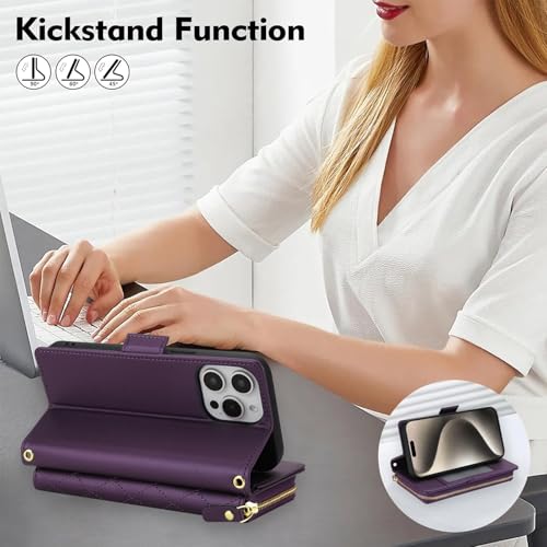 Étui portefeuille iPhone 12 Pro Max violet foncé chic en similicuir haut de gamme