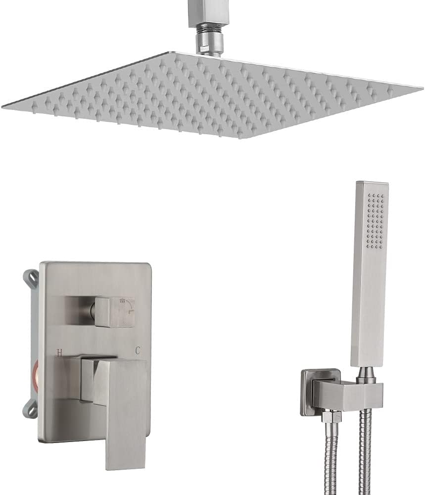 Heable Shower System Brushed Nickel Bathroom 10 Inch Rain Shower Head