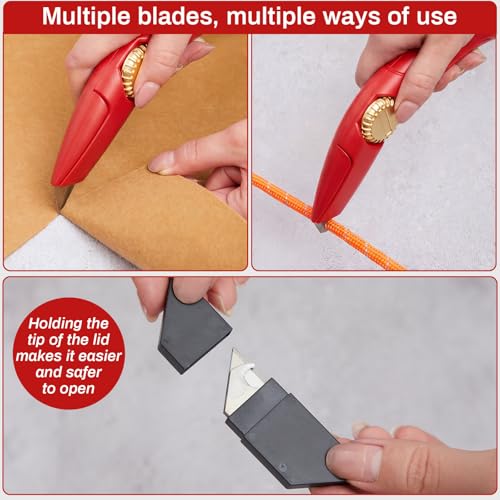 Image of WILLBOND 2 Pcs Navajas Para Roofing Fixed Blade Roofing Knife, Heavy Duty Utility Knife for Drywall, Vinyl, Carpet Cutting, Metal Roofings Tools with Replacement Hook Blades (Red)