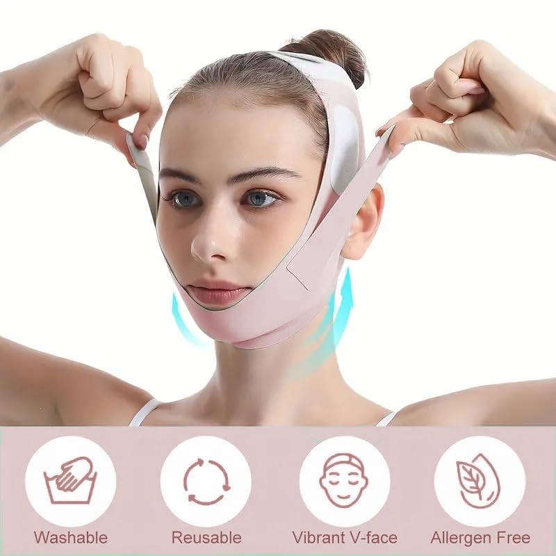 Face Slimming Mask, Breathable Mesh Design，V Line Face Lifting Strap and V Line Face Shaping Belt - Chin and Cheek Lifting Bandage for V Face Lift - Sleeping Mask Strap for Women - Beige - Image 8
