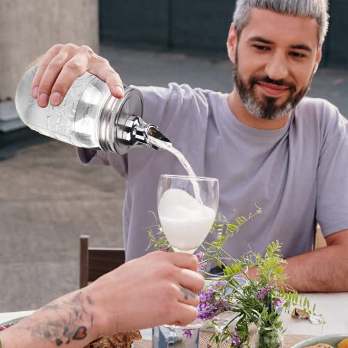 Image of Free Flow Spout for Mason Jar,for spout regular mouth size Mason Jar 70mm lid, 2 Pack (Zinc alloy) jars not included