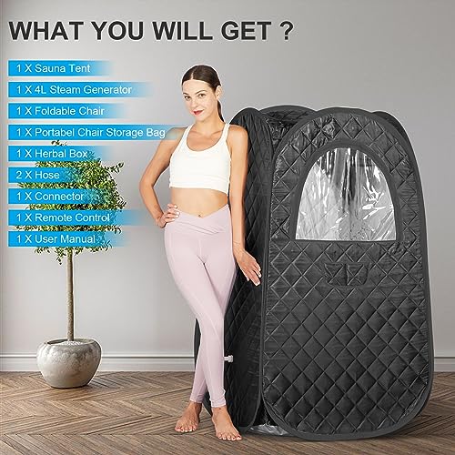 Portable Sauna, Steam Sauna Full Body, Newly Upgraded Large Space Sauna, Quick-Folding Sauna Spa Tent, Includes 4L Steamer(31.49 x 31.49 x 55.11inch, Black) - Image 4