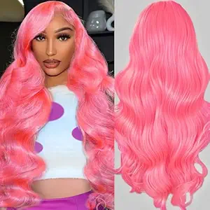 AAY 30 Inch Pink Lace Front Wig Human Hair 200 Density Body Wave Wig 13x4 HD Lace Frontal Wig