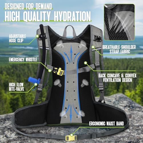 Image of N NEVO RHINO Hydration Backpack, 18L Multipurpose Hiking Backpack with 3L Water Bladder, Water Backpack Insulated Hydration Pack Ideal for Hiking and Cycling