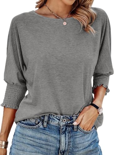 Dokotoo Summer Womens Tops Spring Short Sleeve Shirts for Women Spring 2026 Fashion Trendy Dressy Business Casual Tops Outfits Teacher for Women Grey T Shirts Clothes Clothing
