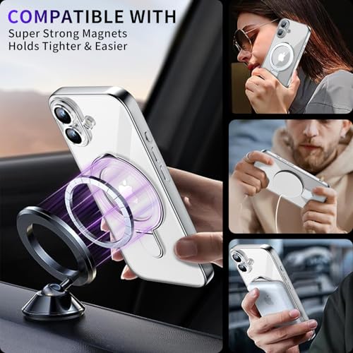 Image of Magnetic for iPhone 17 Case with Invisible Stand[Compatible with MagSafe][Full Camera Lens Protector][Military Drop Protection] Shockproof Not Yellowing Clear Slim Soft for Women Men