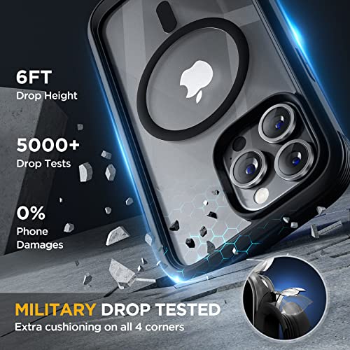 Miracase Glass Series Designed For Iphone 13 Pro Case 6.1 Inch, 2023 Upgrade Full-Body Magnetic Clear Case With Built-In 9H Tempered Glass Screen Protector,Compatible With Magsafe,Black #TOP3