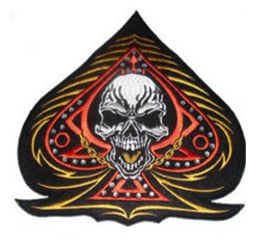 Klicnow AS DE Picas con Calavera y Diamantes de imitación Espalda Parche 26u00a0cm x 26u00a0cm (10u00a01/4u00a0x 10u00a01/4)