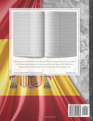 Vokabelheft: DIN A4 • 50+ Seiten, Softcover, Register, Zweispaltig, Erfolgs-Tacker, Spanien • Original #GoodMemos Schulheft • Fremdsprachen leicht lernen, Lineatur 53