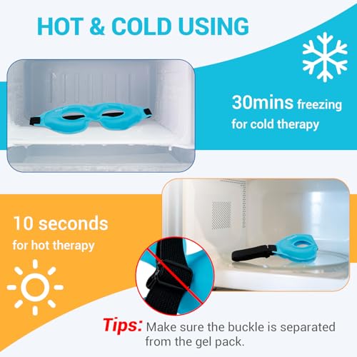 Image of Comfytemp Cold Gel Eye Mask, Cooling Eye Ice Pack for Puffiness, Reusable Cold Compress Freeze Sleep Mask for Puffy Eye, Dry Eyes, Sinus Pressure, Migraine Relief, 2 Temp Side, 1 Pcs