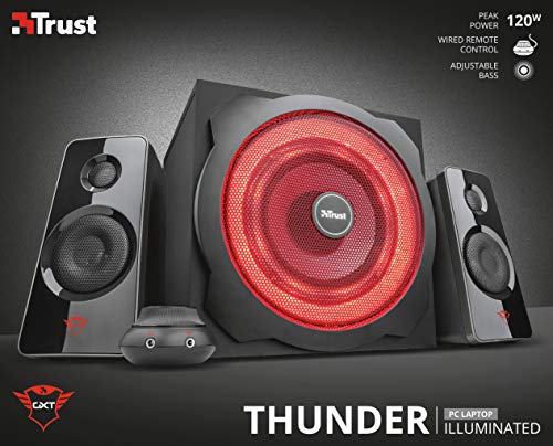 Trust Tytan Gaming GXT 4628 Thunder Set di Altoparlanti da Gioco 2.1 con Subwoofer Illuminato a LED Rosso