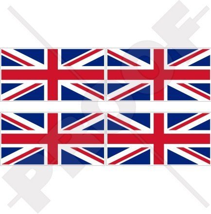 BRITISH UNION JACK Flag United Kingdom Britain UK 2" (50mm) Vinyl Bumper-Helmet Stickers, Decals x4