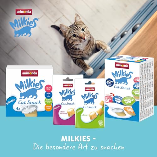 animonda Milkies Katzensnack mit Milch - Cups Selection Mixpack (20 Cups à 15 g), leicht verdauliche Katzenmilch für Erwachsene Katzen, Milch-Snack ohne Soja und Zucker