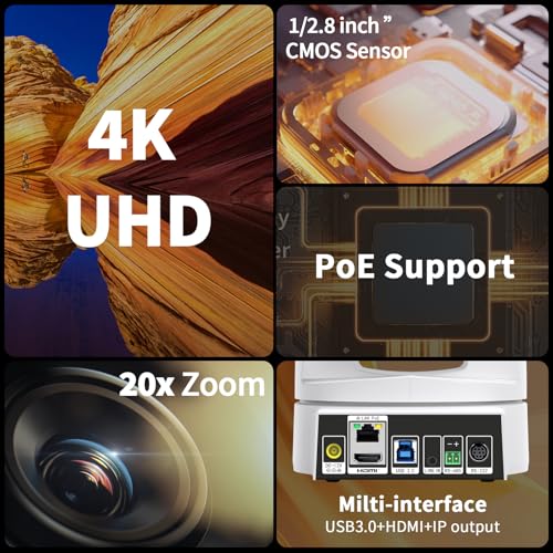 Câmera PTZ 4K com zoom óptico de 20X Câmera de sala de conferência HDMI USB3.0 para videoconferência