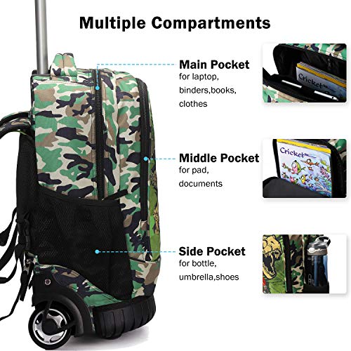 Tilami Rolling Backpack 19 inch Wheeled Cute LAPTOP Boys Girls Travel School Student Trip - Image 4