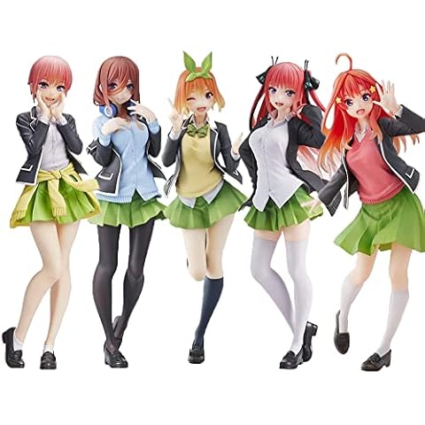 Puruuige 5PCS The Quintessential Quintuplets Action Figure Nakano Miku, Nakano Yotsuba Figures School Uniform Version Figurine Cute Girl Figure Model Doll Decor Ornaments Cover