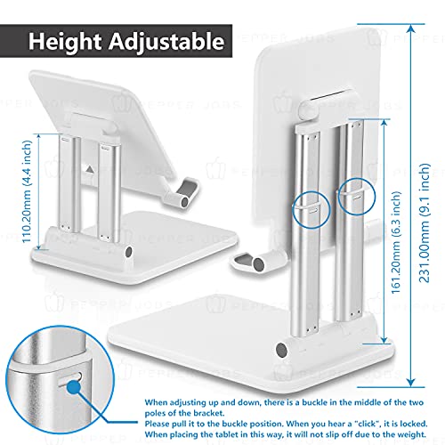 Pepper Jobs SSS-T6 (Solid Sturdy Stand) 2023 Foldable Extendable & Adjustable Stand for tablet/portable monitor/laptop. Dual-Pole Support. Ideal to hold 12 to 17 inch larger size devices (White) - Image 3