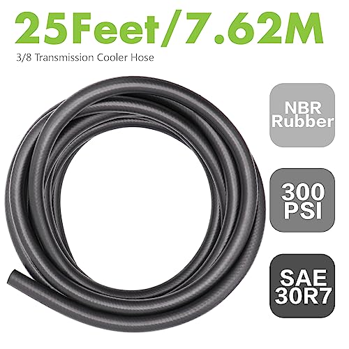 Image of Jeemiter 3 /8 inch ID Fuel Hose 25FT Complete Kit - Includes 10 Clamps for Small Engine, Automotive, Marine Use - SAE 30R7 Rated for Gas, Oil, Diesel