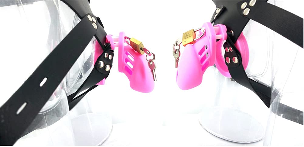 Silikon Peniskäfig Keuschheitsgürtel für Männer Keuschheit Mit Erotik Chastity Belt Device (Rosa)
