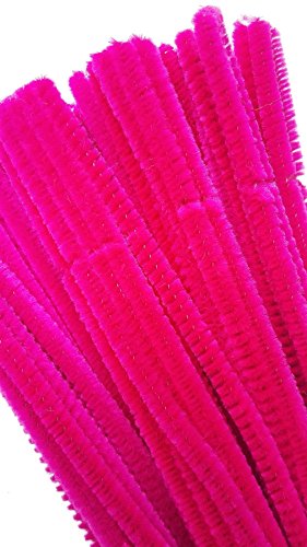 Caryko Super Fuzzy Chenille Stems Pipe Cleaners, Pack Of 100 (Hot Pink) #TOP1