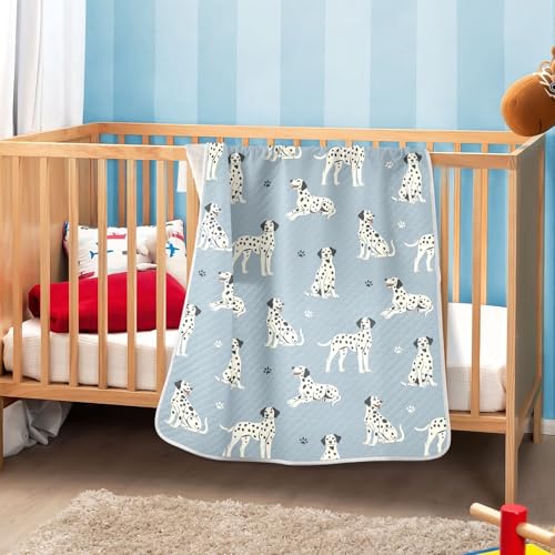 Image of Dalmatian Dogs Paw Gray Blue Baby Swaddle Blanket for Boys and Girls, Muslin Baby Receiving Swaddle Blanket, Soft Cotton Nursery Swaddling Blankets for Newborn Toddler Infant