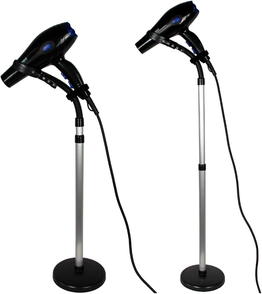 360 Degree Rotating Lazy Hair Dryer Stand Easy to Install Rack Hand Bendable Neck Release Hands