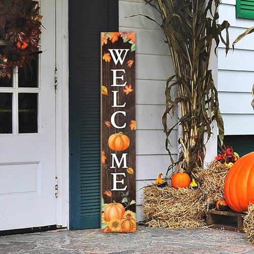 Fall Welcome Sign For Front Porch Fall Porch Sign Maple Leaf Pumpkin Sunflower...