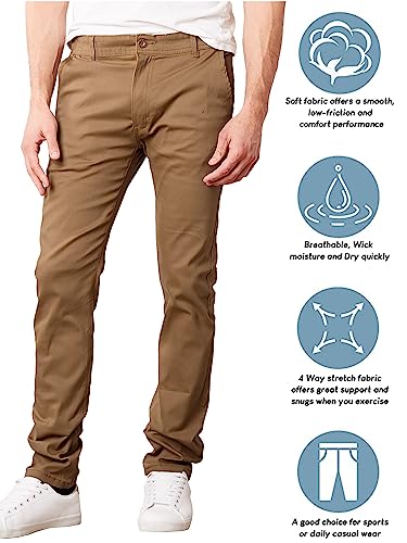 Galaxy by Harvic Men's Super Stretch Slim Fitting Chino Pants (Sizes, 30-42)3